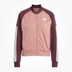 NWT adidas Women's Size L Tricot 3-Stripes Track Jacket Warm Clay/Aurora Ruby